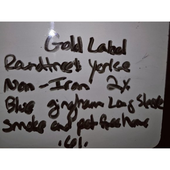 Gold Label Roundtree & Yorke Non-Iron Blue Gingham Long Sleeve Button-Down Shirt - Picture 6 of 6